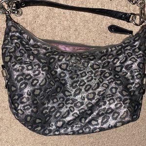 LEOPARD METALLIC COACH PURSE.
